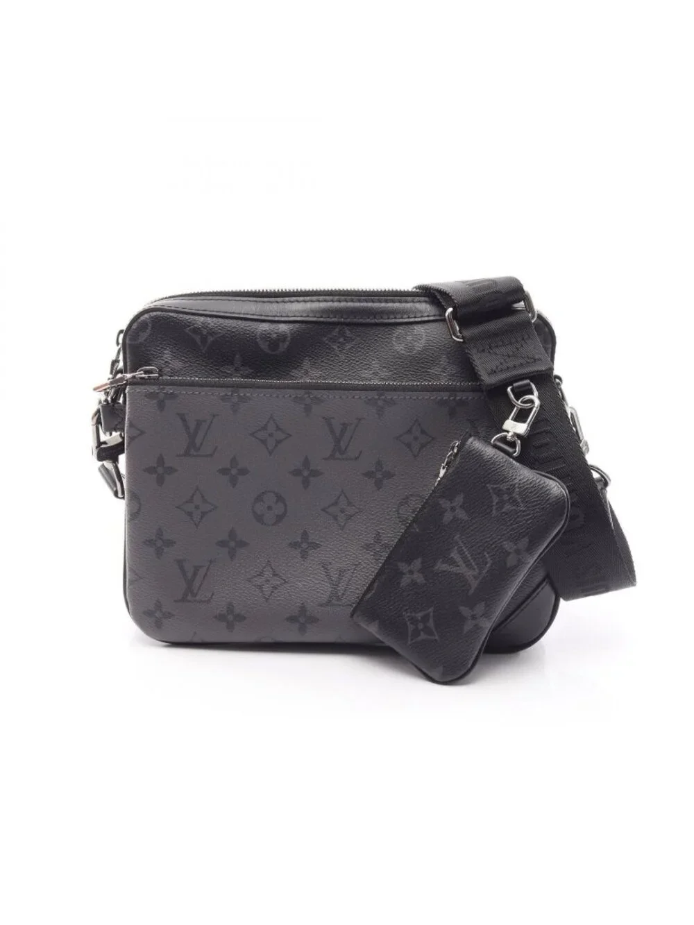 Louis Vuitton Shoulder Bag Trio Messenger Monogram Eclipse Canvas Leather